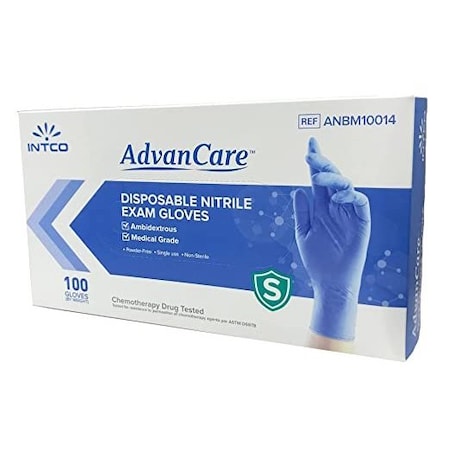 Case Of AdvanCare Blue Nitrile Exam Gloves, LARGE, 10PK, Powder Free, Blue, 10 PK